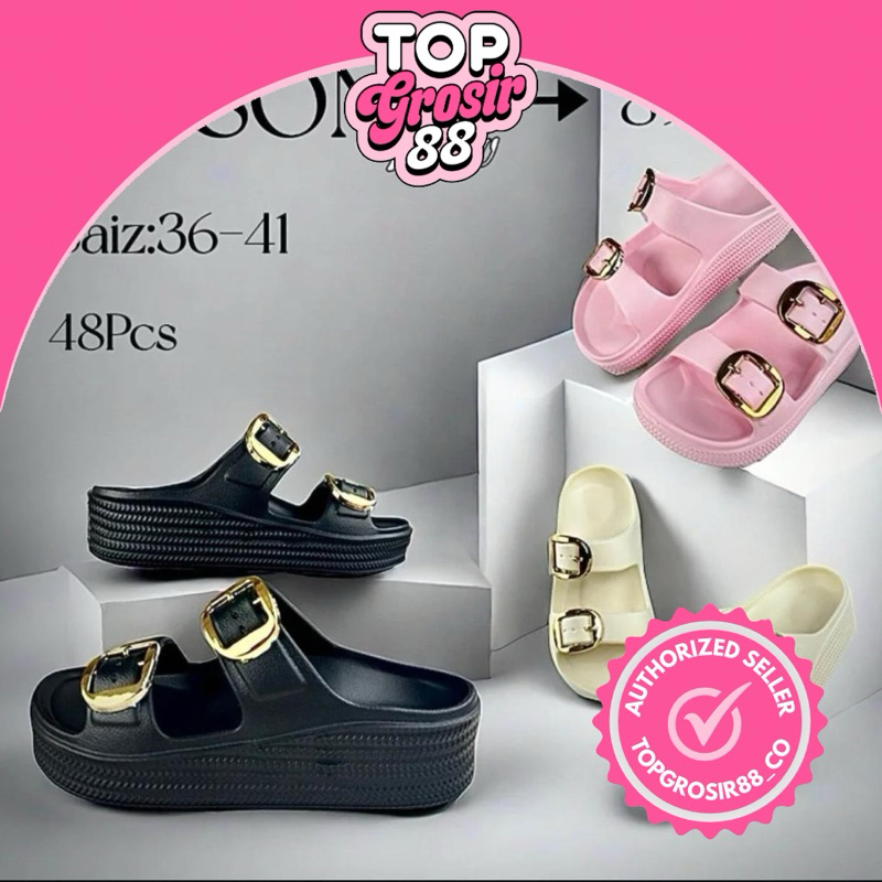Sandal 8917M | Sandal Jepit Tinggi Wanita Modis Bahan Karet Empuk Kekinian Sandal Cewek Sendal Jepit