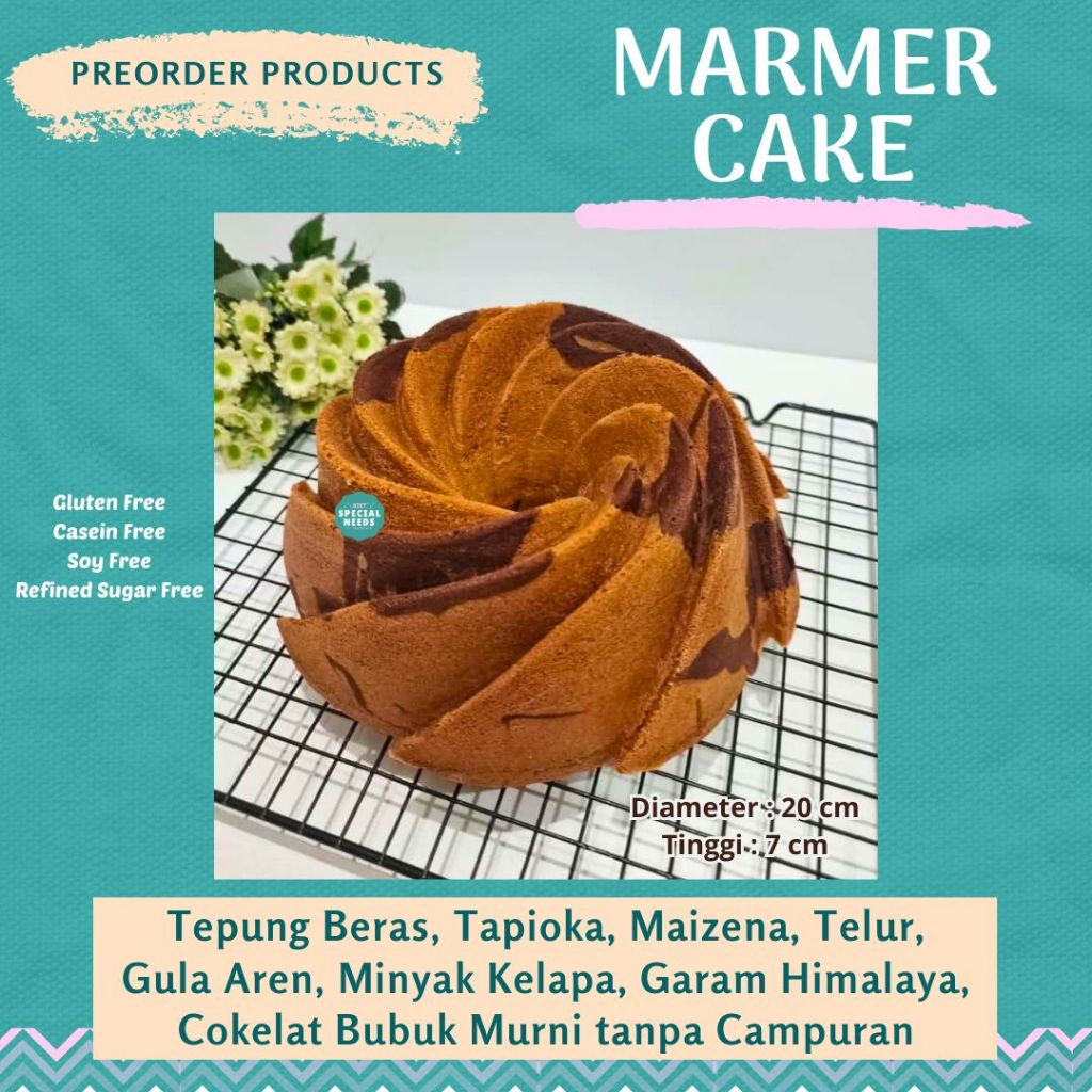 

MARMER CAKE lembut istimewa Gluten Free Dairy Free Refined Sugar Free Diet Special Needs