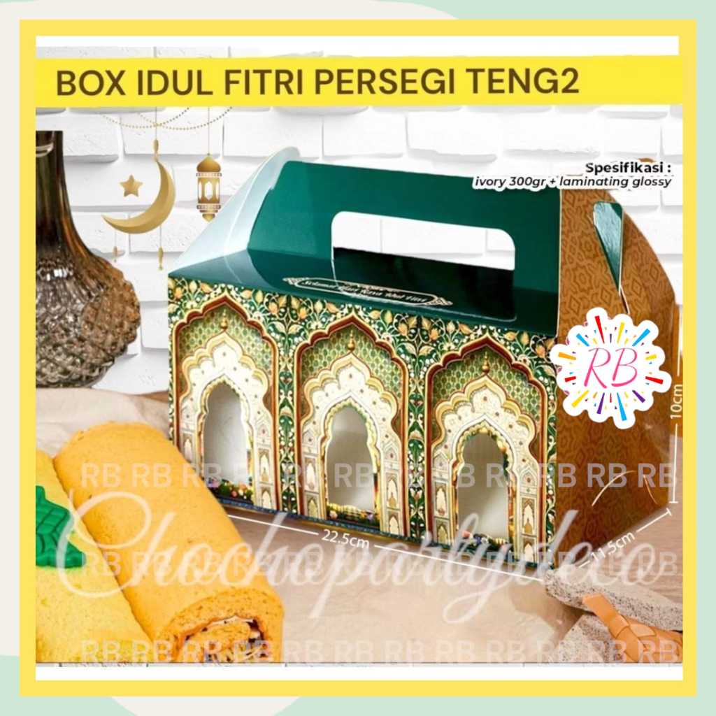 

BOX IDUL FITRI PERSEGI TENG TENG / Kotak Kue Lebaran / Parcel Idul Fitri / Hampers Lebaran ukuran 22x11x10 cm