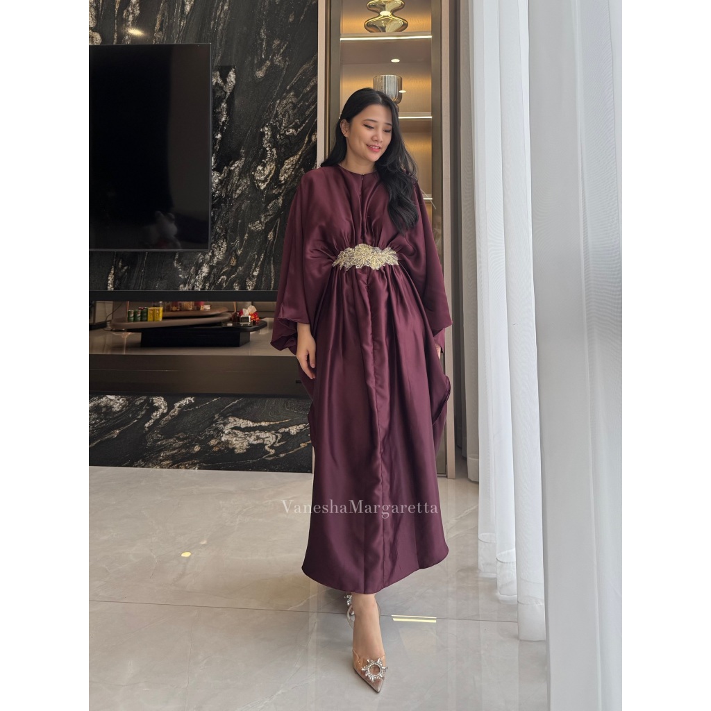 [VM] - Kaftan saten Payet Fit To XXL / Kaftan Tali Dalam / Bordir Wanita / Dress Casual 812