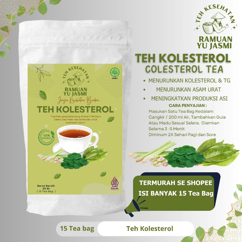 

Teh Herbal Ramuan Yu Jasmi Teh Kolesterol Asam Urat dan Pelancar Asi