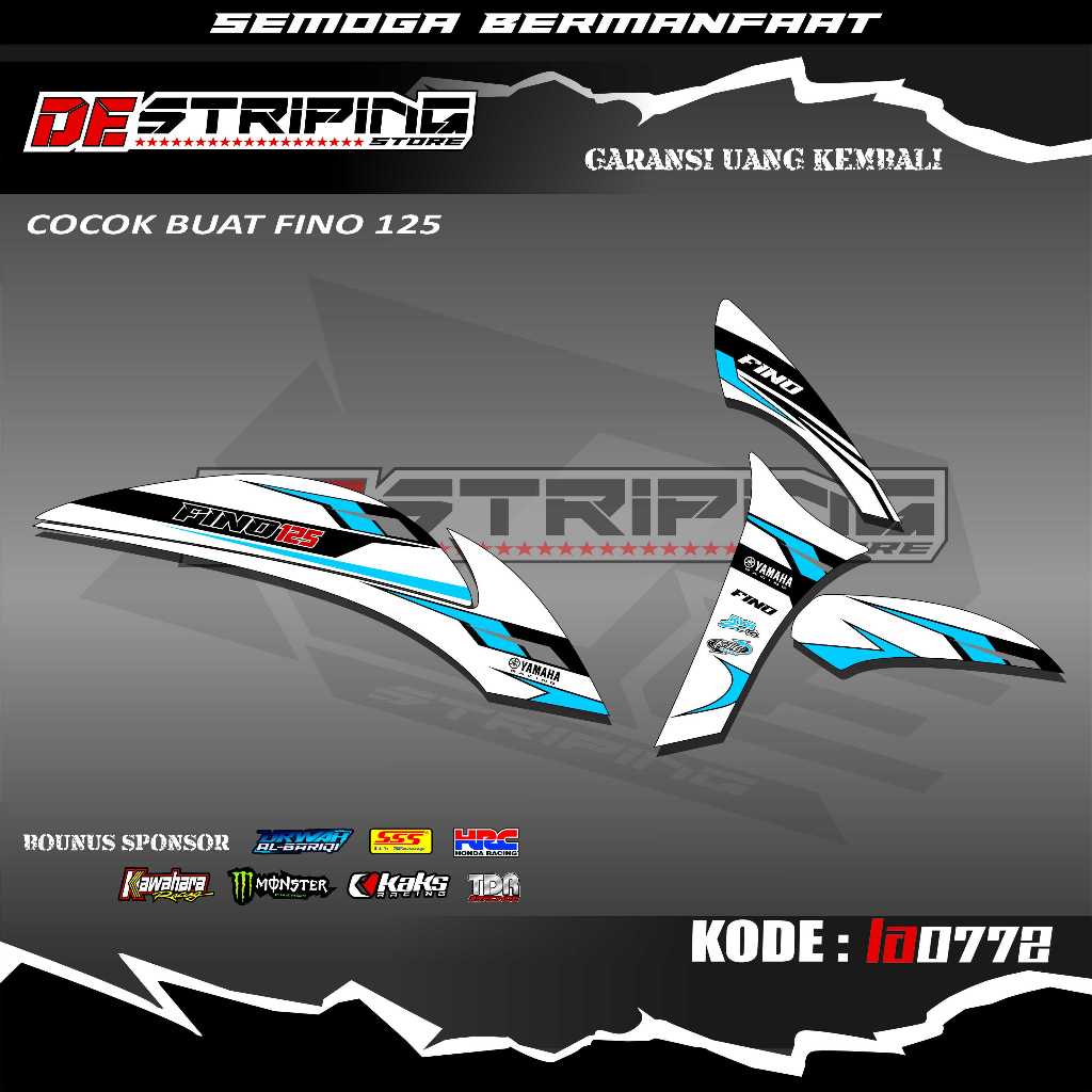 Stiker Striping FINO 125-Sticker Aksesoris Motor Fino 125 Desain Racing Simpel Keren Kode LA0772