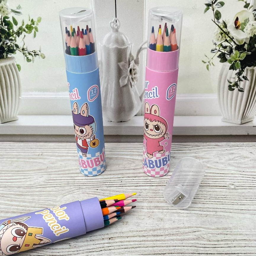 

Pensil Warna Isi 12pcs Karakter Kartun Viral Labubu Warna Soft Pastel Cover Tabung Bisa COD