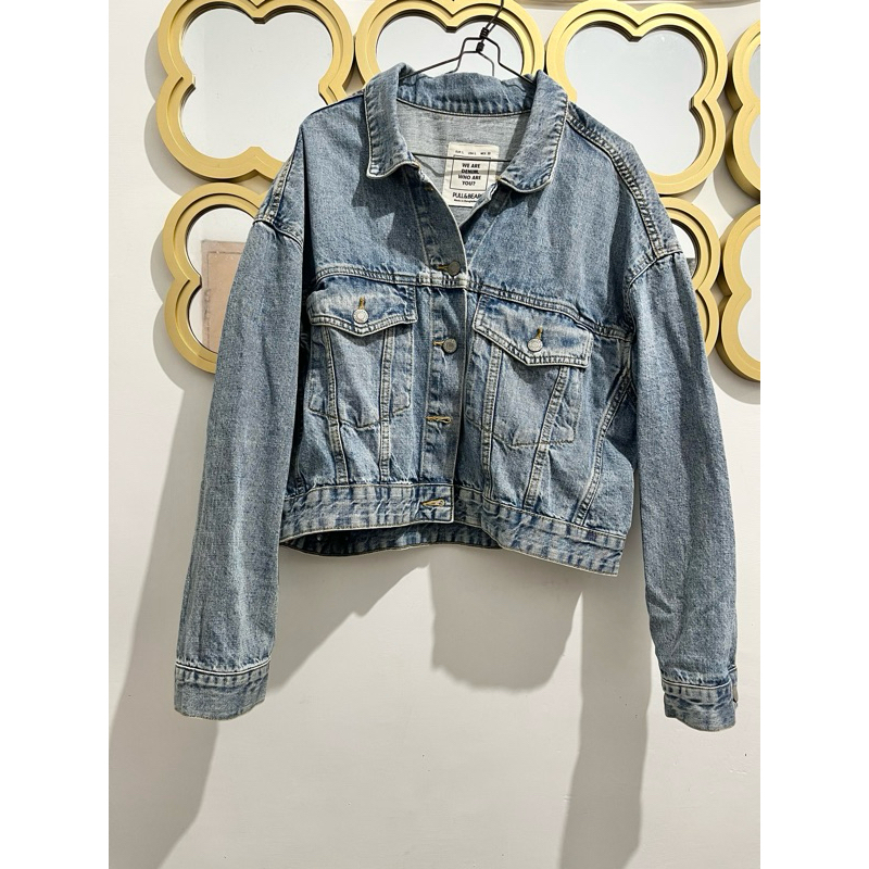 ❌SOLD❌ PRELOVED Jaket Jeans Crop Top brand Pull & Bear / Jaket Jeans Wanita / Crop Top Jeans Jacket