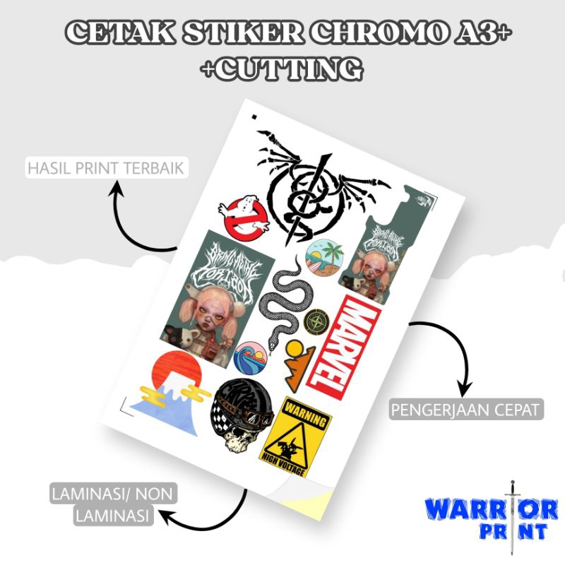 

CETAK sticker CHROMO A3+ (TERMASUK CUTTING)