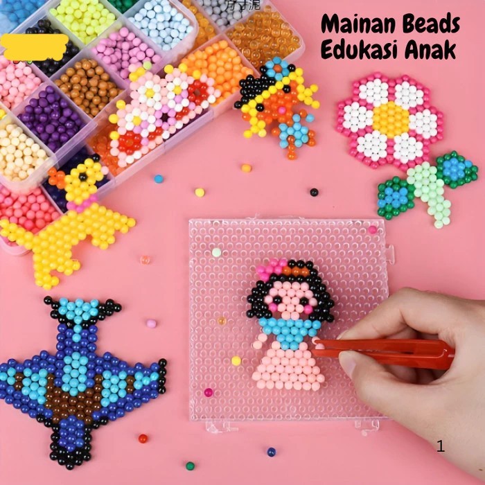 Mainan Anak Manik Manik Beads DIY 3D Bead Kerajinan Meronce Edukasi Perempuan Laki Laki
