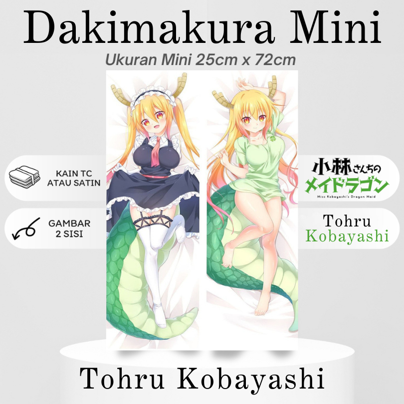 DAKIMAKURA MINI TOHRU Miss Kobayashi's Dragon Maid Bantal Anime Waifu Mini Kobayashi-san Chi no Maid