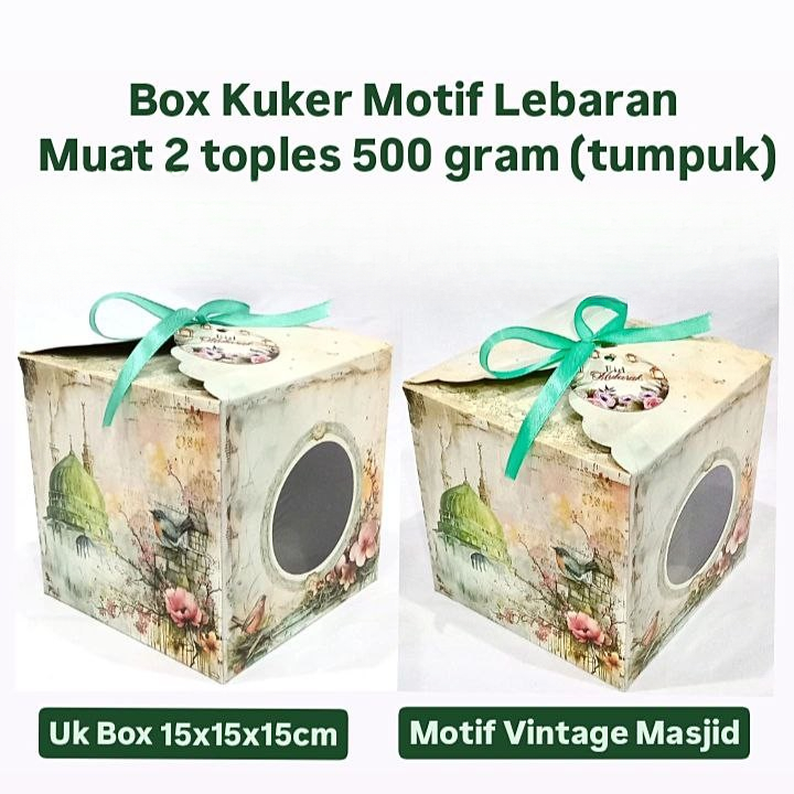 

Dus Jinjing Kuker Muat 2 Toples 500gr Vintage Masjid Lebaran 15x15x15 Cm