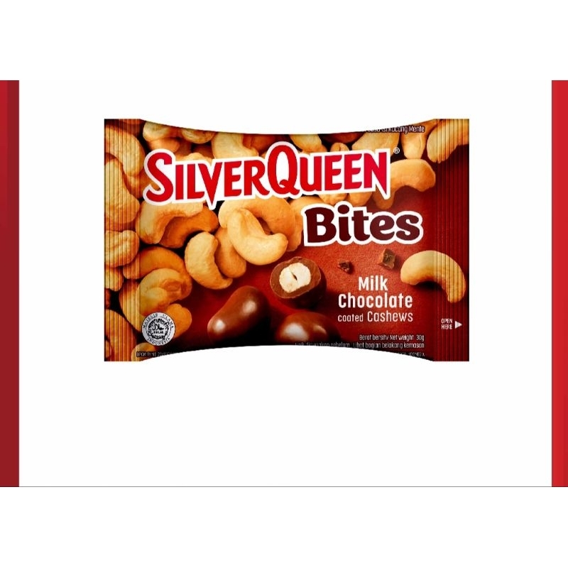 

Silverqueen Bites 30gr Coklat Cokelat Silver Queen Chocolate Cashew Kacang Mede mente mete