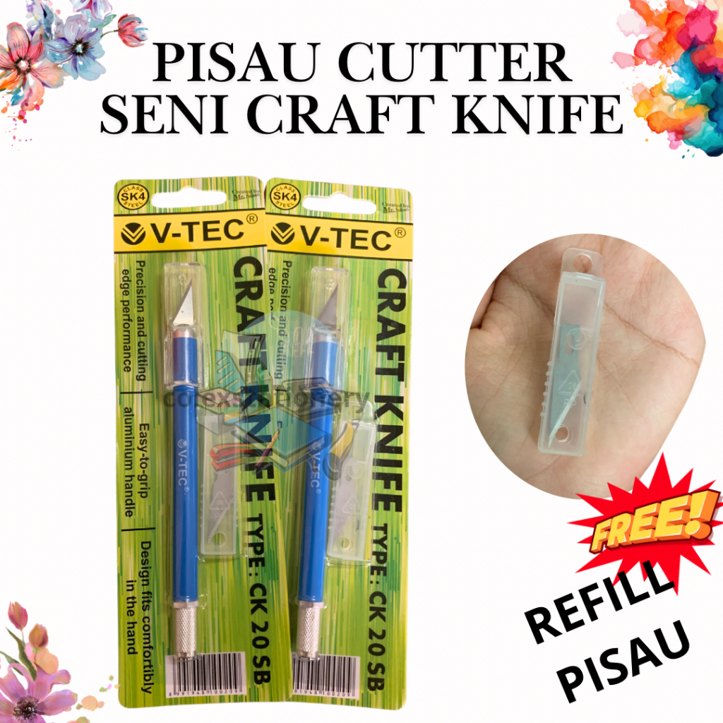 

[1 PC] Cutter Pen Art / Pisau Ukir Crafing Art / Craft Knife Design Free Refill Pisau Vtec CK 20SB
