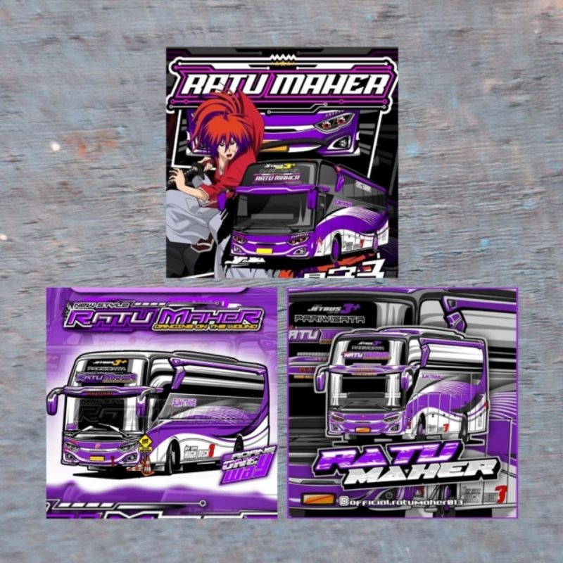 Stiker bus RATU MAHER isi 3 Stiker bis bus  Sjm Trans Ratu maher