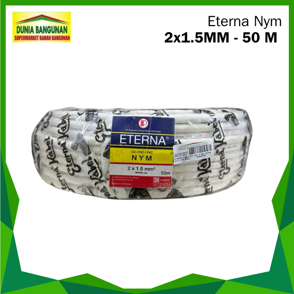 Kabel Listrik Eterna - Kabel Listrik Nym 2X1.5 Mm / 50 Meter / 50 M / 50M Kabel Listrik