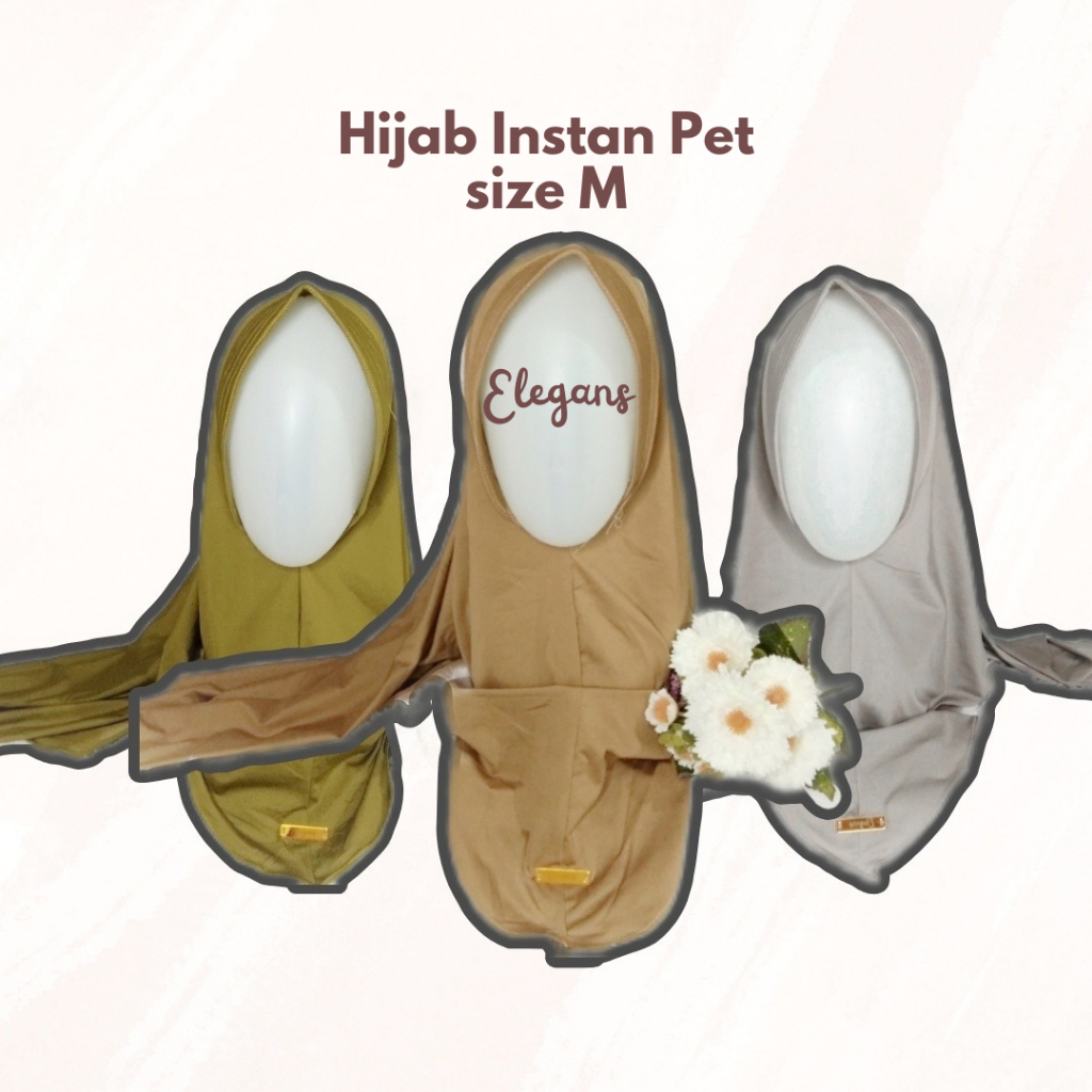 Elegans - Hijab Instan Pet Bahan Jersey Size M | Bergo Instan Jersey | Kerudung Instan Pet