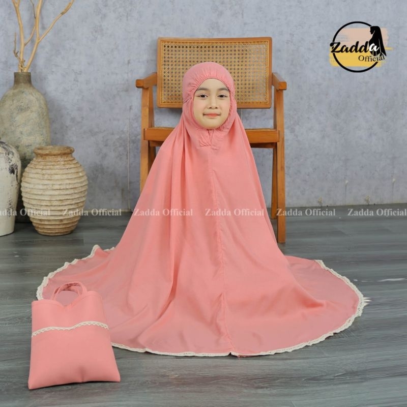 MUKENA ANAK ANAK BAHAN RAYON RENDA TEPI MODEL KHADIJAH ADEM LEMBUT NYAMAN DIPAKAI