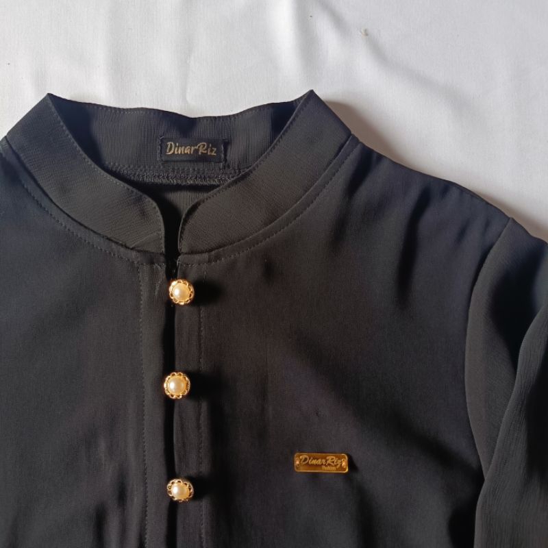 DinarRiz - Gamis Hitam Polos Ceruty x Cradenza Premium Lebaran Wanita Dewasa Elegan Terbaru