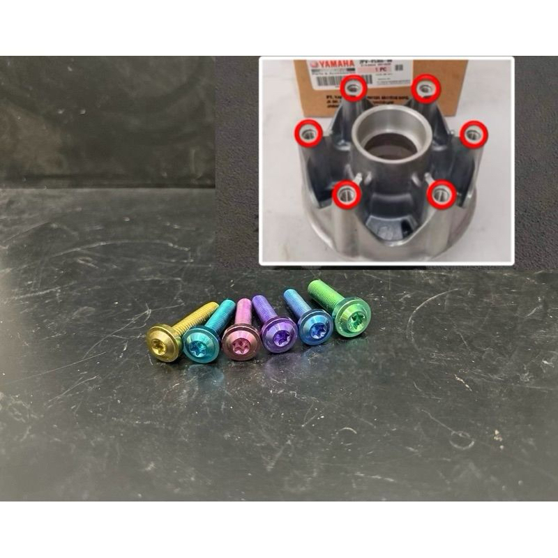 Titanium gr5 set baut nap gear (6pcs) belakang yamaha FIZ JUPITER MX VIXION NINJA R Rr Ss dll