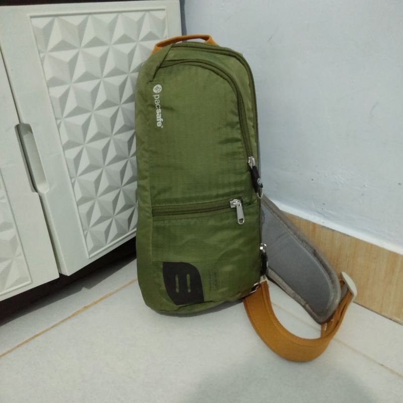 tas sling bag crossbody pacsafe ventursafe hijau second