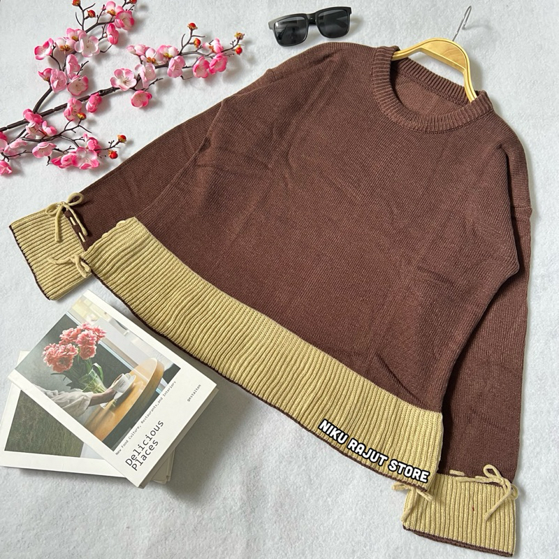 ZAWIA | blouse baju rajut wanita tali samping