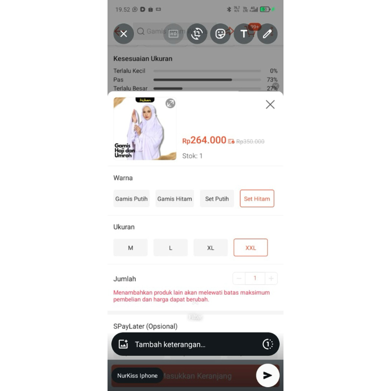 setelan gamis ihram wanita haji dan umroh