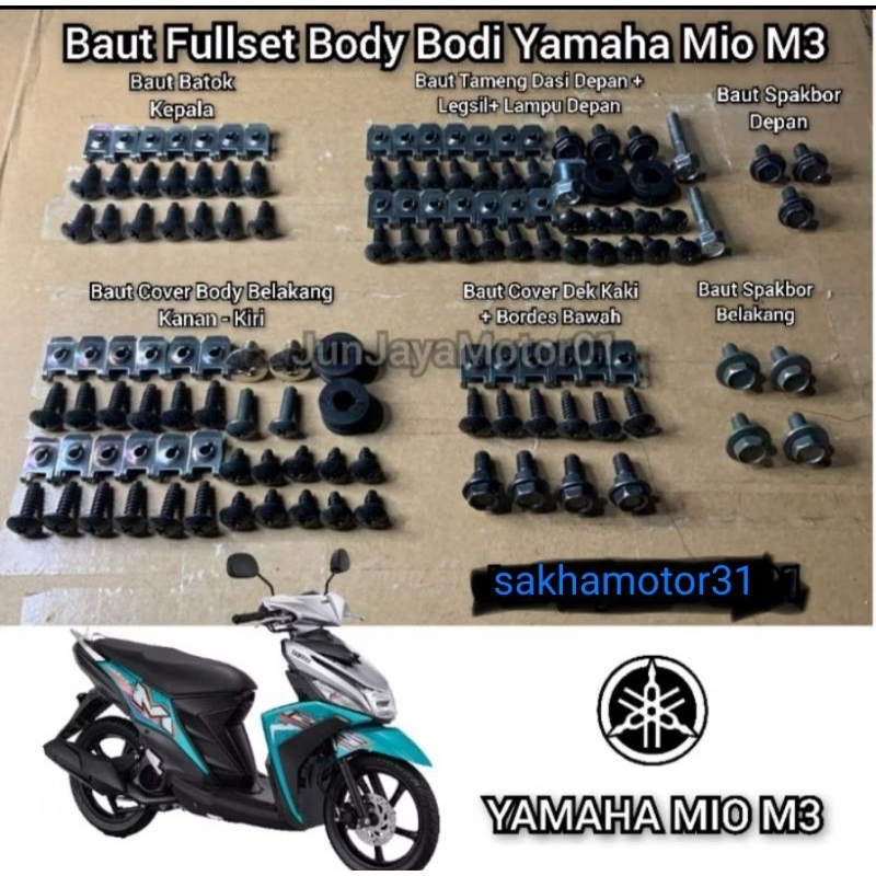 Baut lengkap full set body Yamaha Mio M3 / baut lengkap full set body Yamaha Mio M3