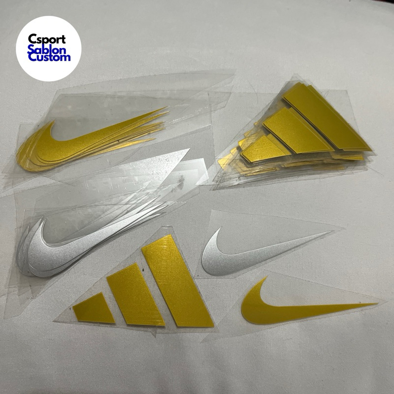 Stiker sablon setrika warna gold dan silver mengkilap polyflex