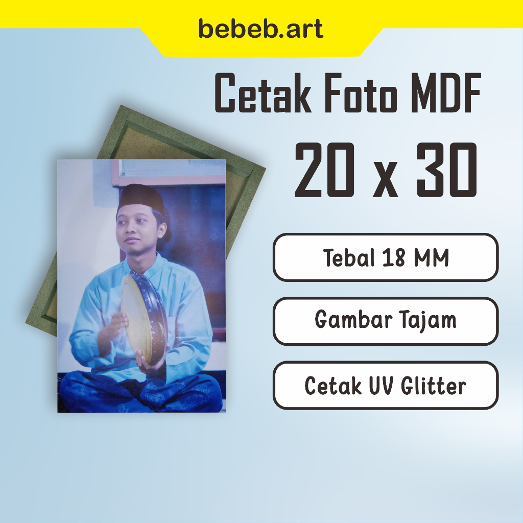 CETAK FOTO 20x30 Tebal 18 MM Ukuran 10R MDF Cetak UV Glitter Premium Poster Pictbox/Frame Blok 3D