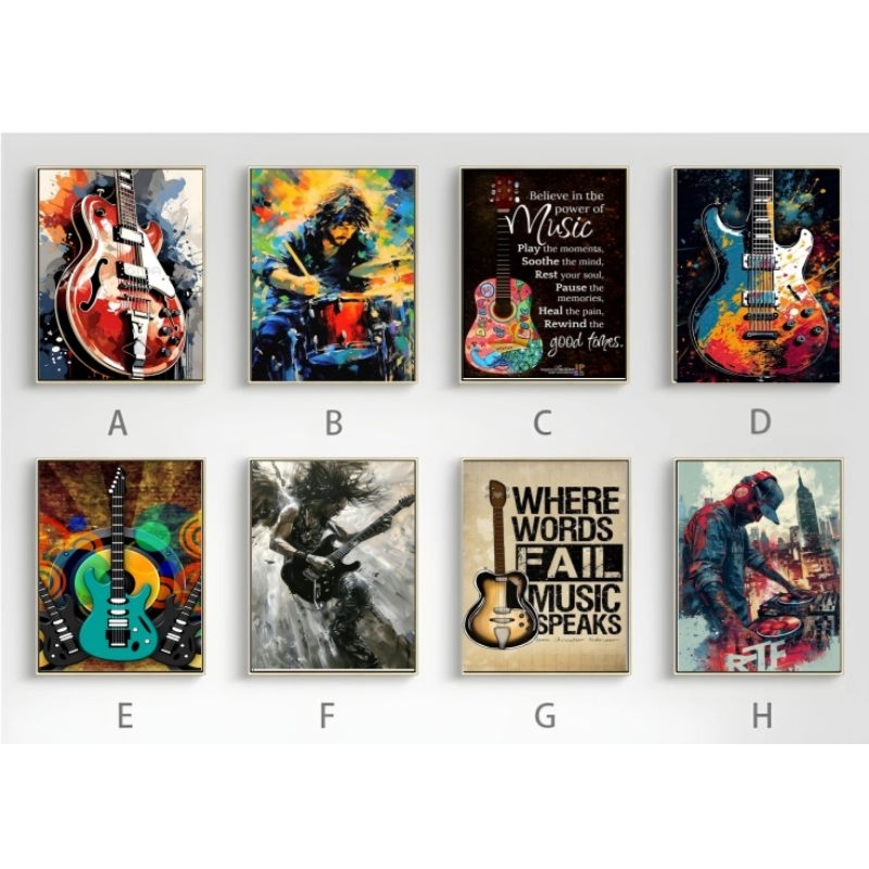 Hiasan Dinding Aesthetic Gambar Music band Ukuran 29x20, Dekorasi dinding kamar motif abstract ukura