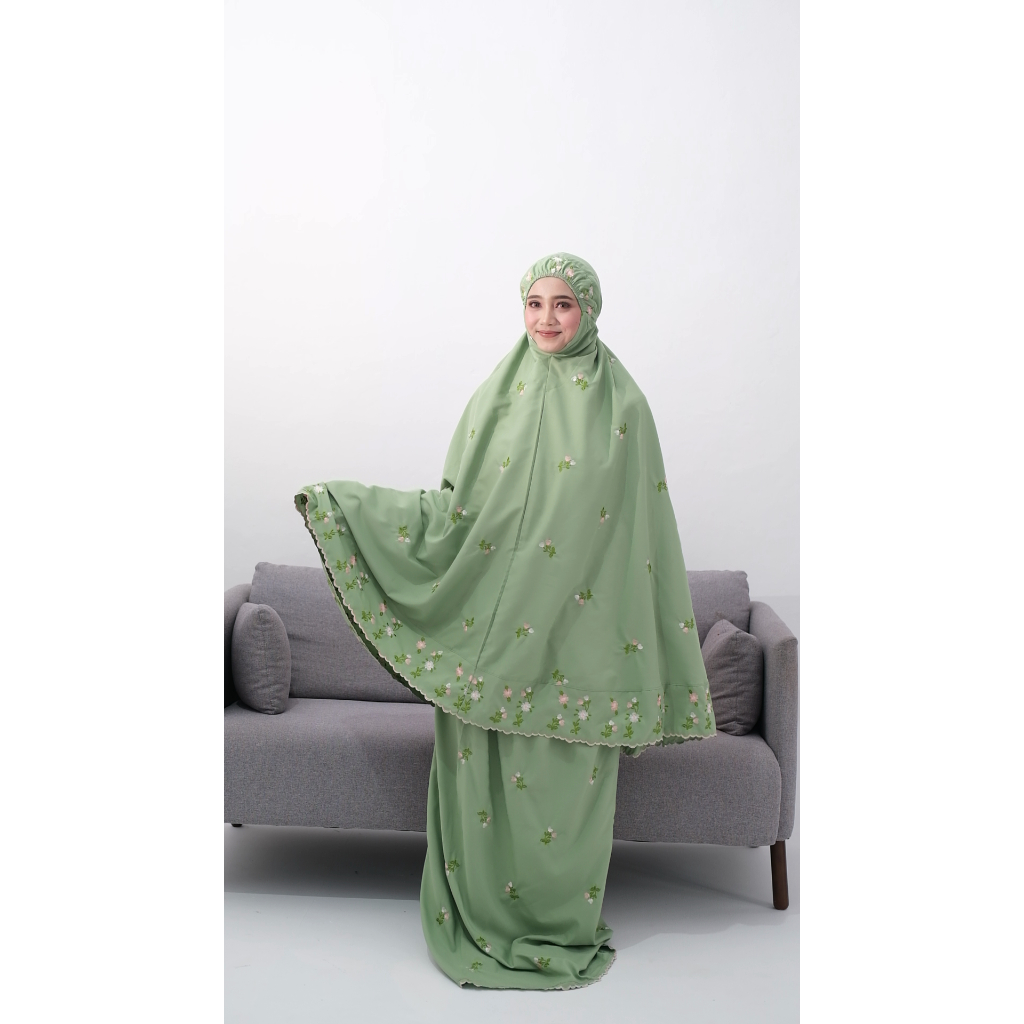 Dzakiyya - Mukena  Nazwa Bordir Tabur Bunga Katun Premium Ukuran Jumbo