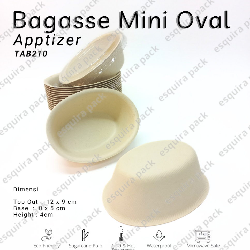 Bagasse Mini Oval Bagasse Scoop Ice Cream Apptizer TAB210