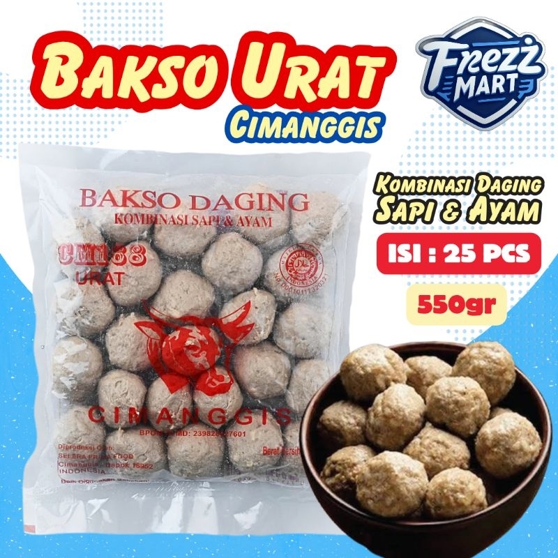 

Bakso Urat Cimanggis isi 25 Pcs 550gr Halal Bpom Kombinasi Daging Sapi & Ayam Beku Frozen Food