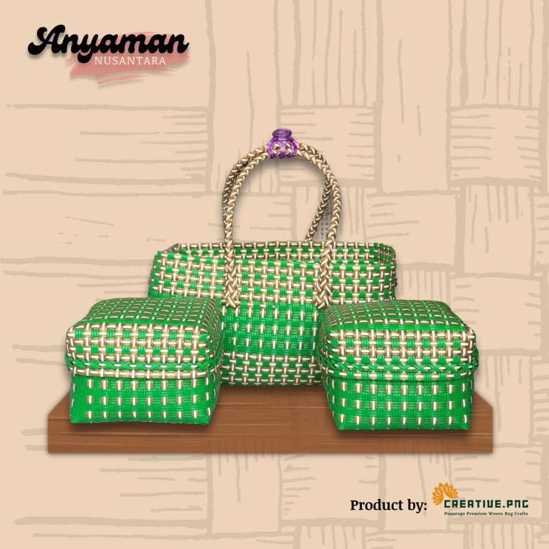 TAS ANYAMAN JALI SET KEBEN BALI ISI 2 (TERMASUK BESEK BAMBU)