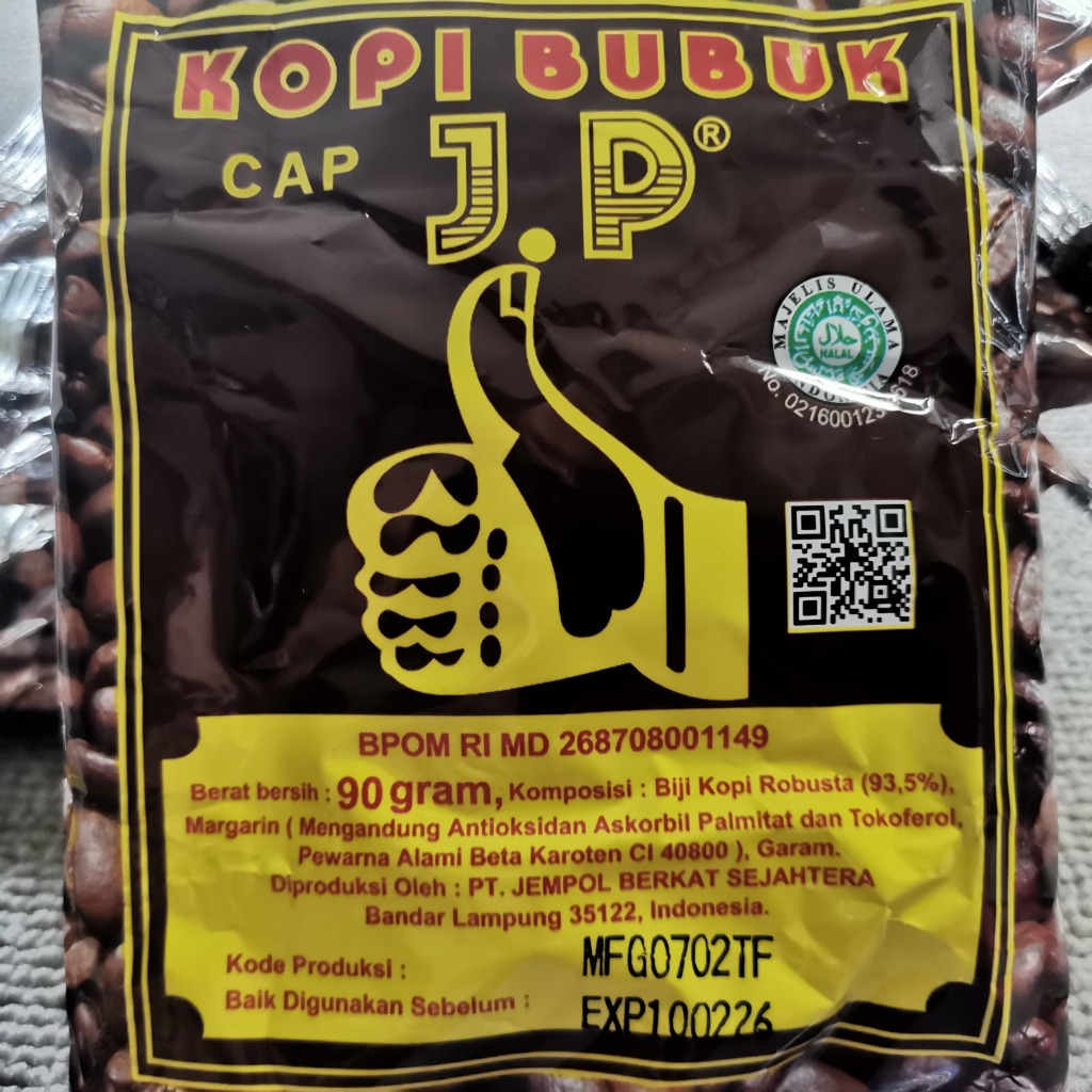 

Kopi Jempol Asli Kopi Jempol Cap JP Lampung Bubuk 90g