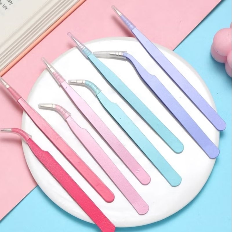 Pinset cabut bulu //Pinset eyelash //Tweezer Pinset Bulu Mata Stiker// Pinset Bengkok