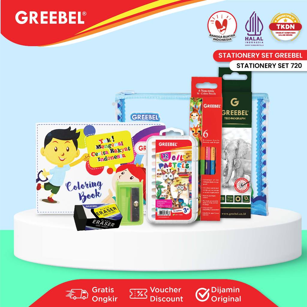 

GREEBEL Paket Alat Tulis Tempat Pensil / Stationery Set 720 / Bingkisan Hampers Ulang Tahun Anak Hadiah Lomba