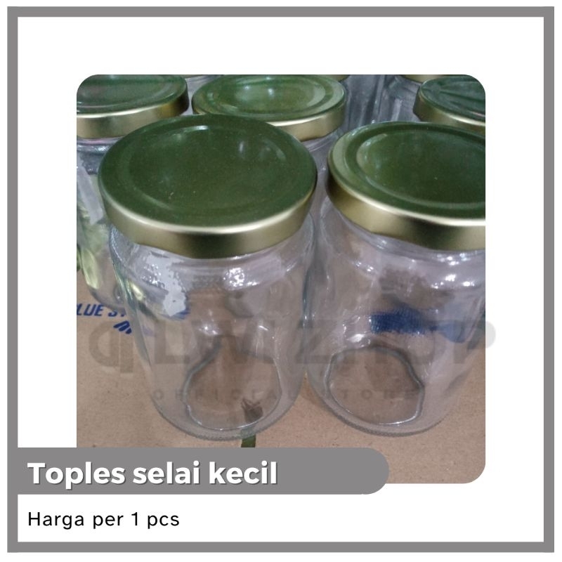 Toples selai kaca 350ml tutup stainles kuning - 1pcs / wadah selai murah berkualitas tinggi