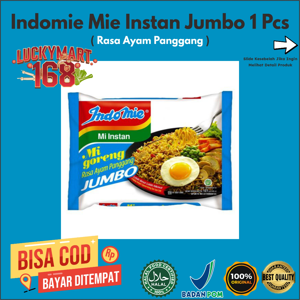 

INDOMIE Mi Instan Goreng Jumbo Ayam Panggang 1 Pcs x 127Gr