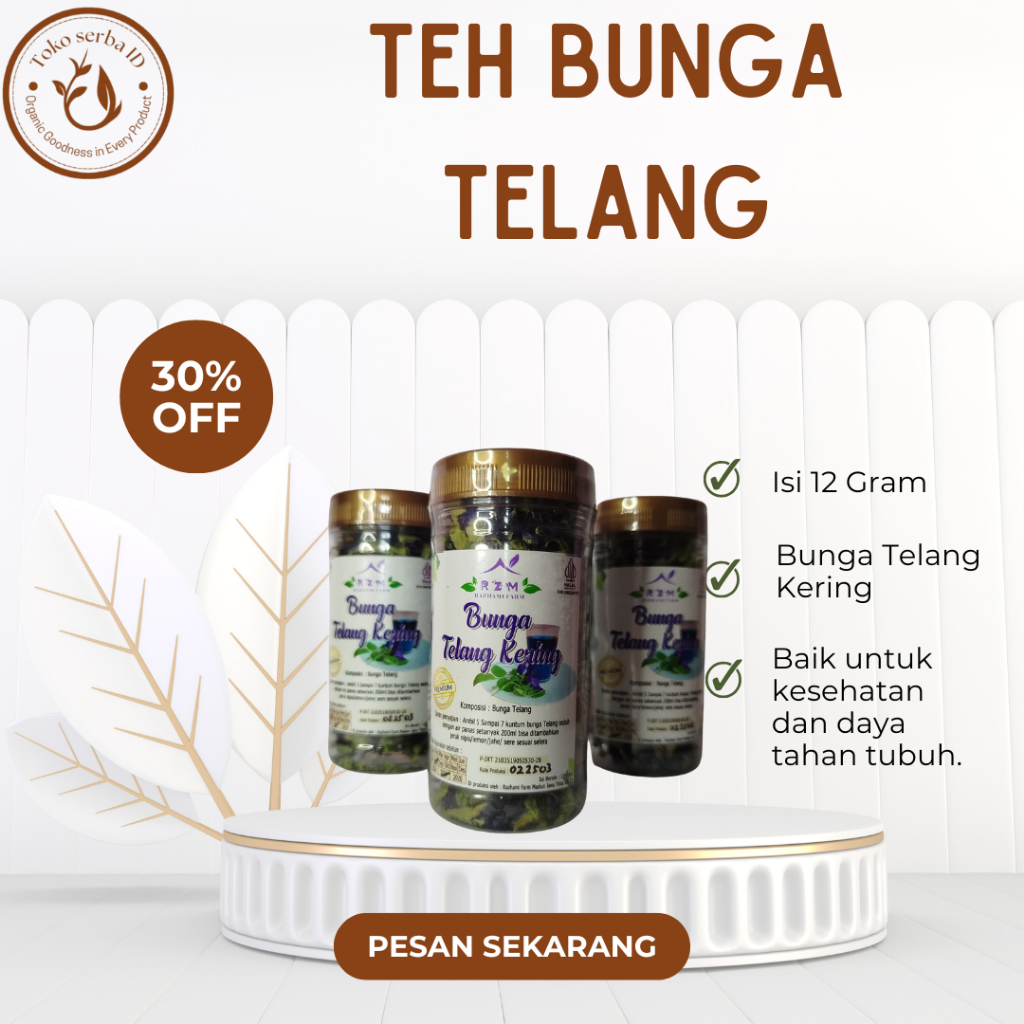 

Teh Bunga Telang Biru Organik Kemasan Botol Butterfly Pea flower Tea