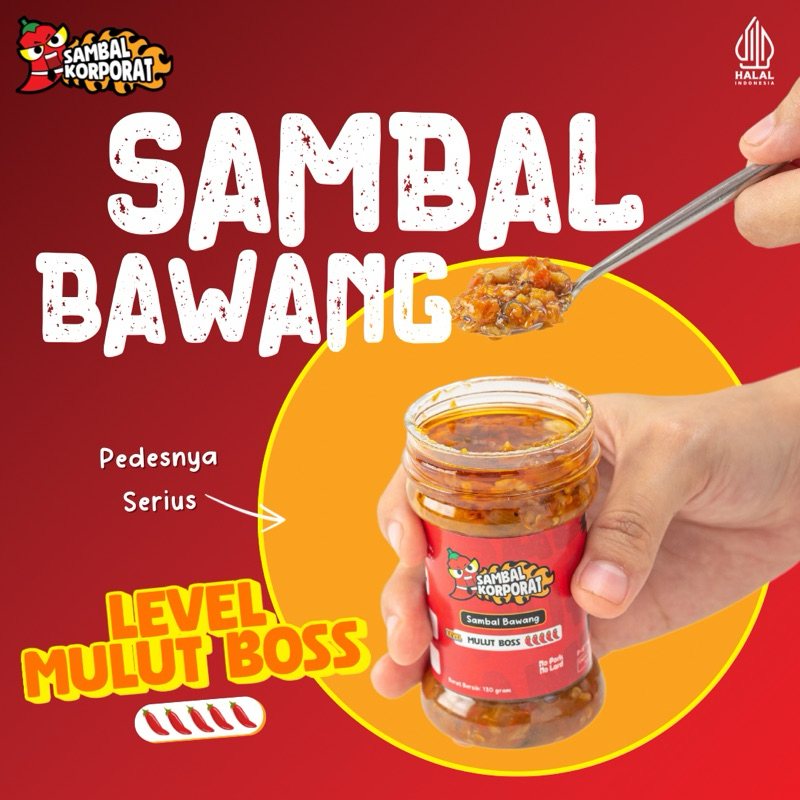 

Sambal Bawang Korporat Level 5 Mulut Boss [130Gram x 1 Botol] Halal SPP-IRT