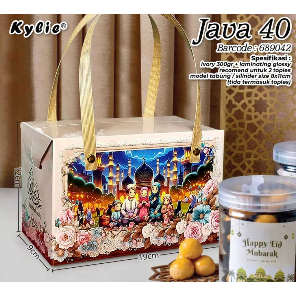 

box java lebaran 9 x19x 12 cm untuk jar 9x9.5 x 2 buah idul fitri kemasan kue