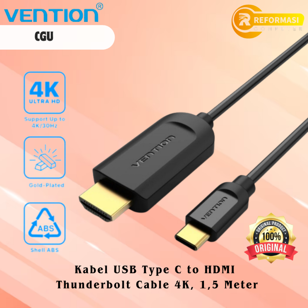 VENTION Kabel USB Type C to HDMI Thunderbolt Cable - Vention CGU 4K, 1,5 Meter