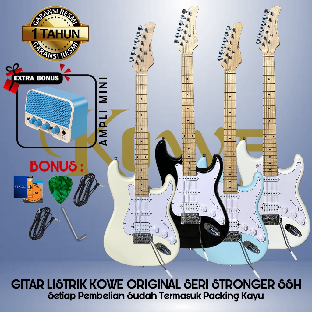 Gitar Elektrik / Listrik Original Kowe Gitar Kita Seri Stronger SSH Paket Hemat Ampli Mini