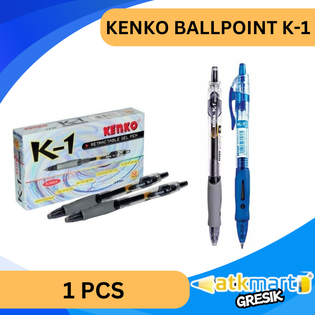 

KENKO BALLPOINT GEL K-1 WARNA HITAM BIRU / PEN GEL HITAM BIRU /PULPEN RETRACTABLE
