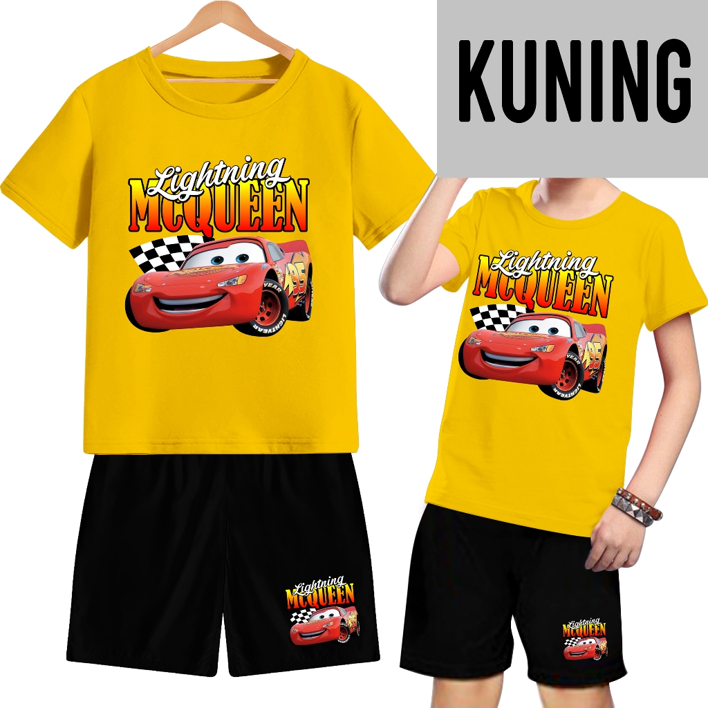 setelan anak-anak motif McQueen Tshirt cowok