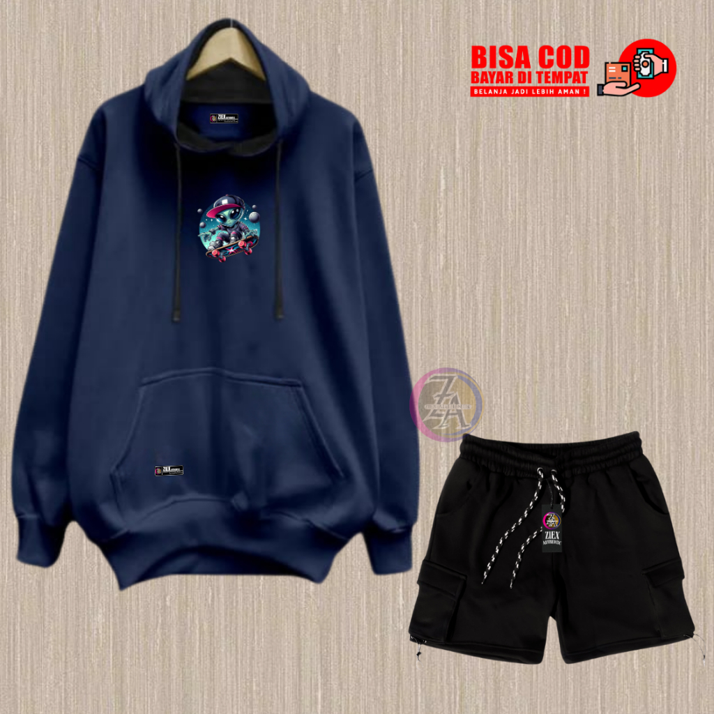 SWEATER SABLON ONE SET CELANA PENDEK HOODIE ONE SET MOTIF SWEATER PRIA WANITA SWITER PRIA WANITA CEL