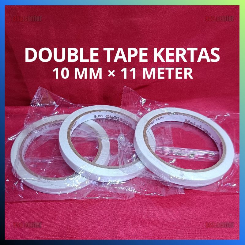 

Double Tape Kertas 10mm x 11 Meter / Double Tip Kertas ½ inch / 1/2 / 10 mili x 11 meter (10mm)
