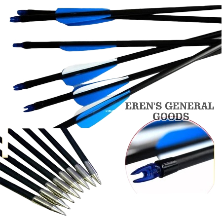 TERMURAH! Busur Anak Panah Fiberglass Panjang 79.5 CM Bahan Kepala Besi Rangka Plastik Kokoh