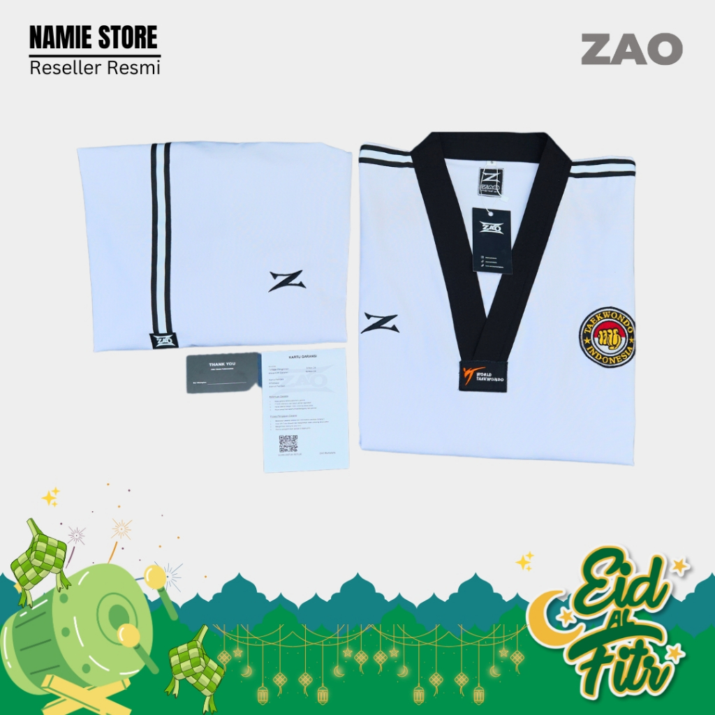 Dobok Kyourogi List Hitam Silver ZAO Taekwondo Fighter