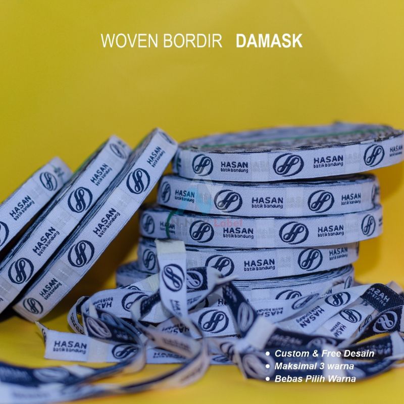 Woven UK 1x14cm label bordir Woven damask label rajut label premium