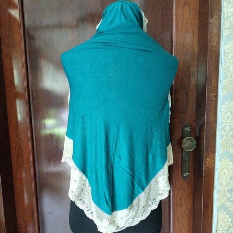 Kerudung Jilbab Instan Berenda Hijau Tosca