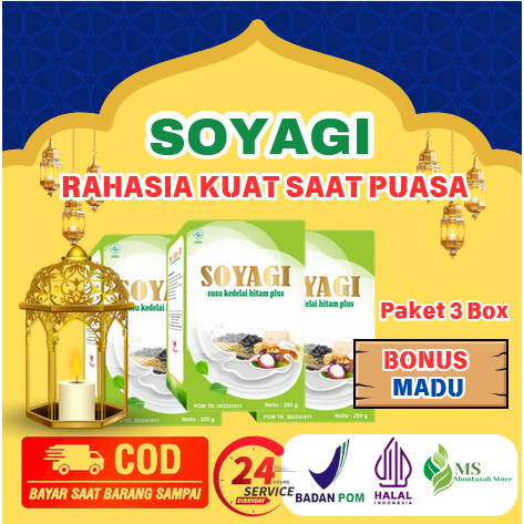 

[ PAKET 3 BOX SOYAGI GRATIS MADU ] [ BISA COD + GARANSI ] SOYAGI Susu Kedelai Rendah Kalori Lemak Diet Efektif Seimbang Dan Nutrisi saat Puasa